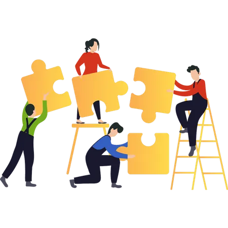 The Team Has Been Fixing The Puzzle Illustration
