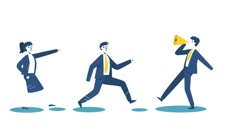 Team following business leader Illustration