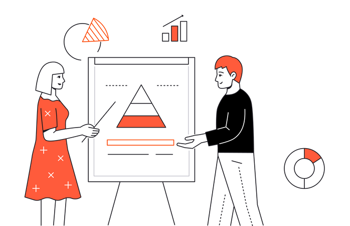 Team bei der Datenanalyse  Illustration