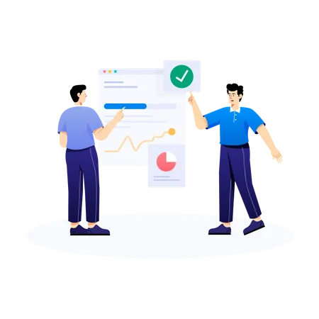 Team bei der Datenanalyse  Illustration