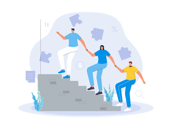 Team gemeinsam auf Erfolgskurs  Illustration