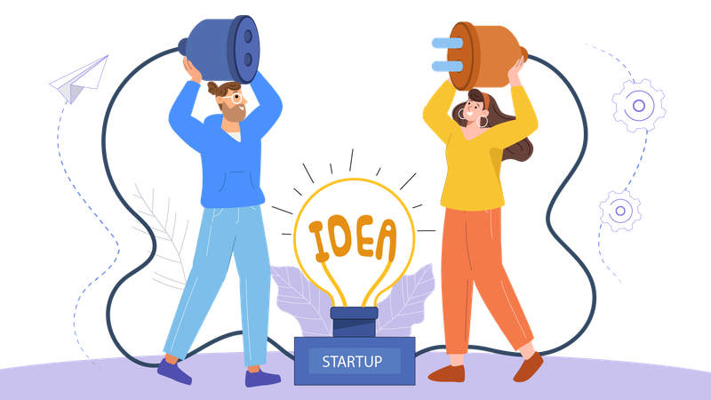 Team generate Startup idea  Illustration