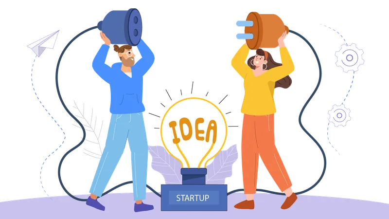 Team generate Startup idea  Illustration