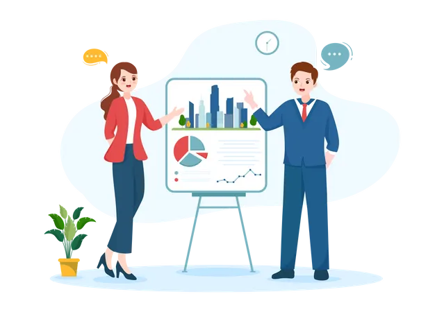 City Council Meeting With Business Team Employee For Important Negotiation Or Define Buildings In Flat Cartoon Hand Drawn Templates Illustration Illustration