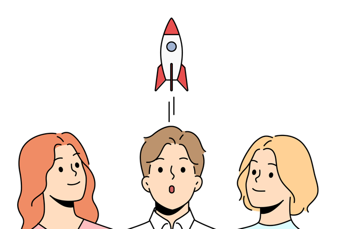 Team have successful product launch  Illustration