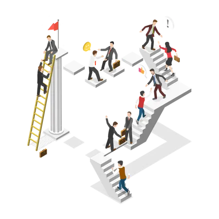 3 D Isometric Flat Vector Conceptual Illustration Of Helping To Reach Goal Teamwork And Partnership Illustration
