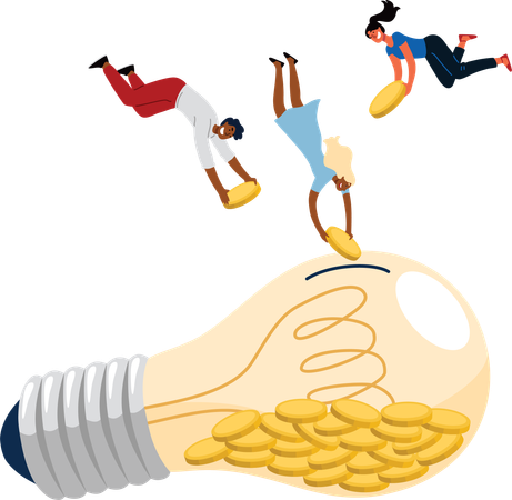 Team is constructing new business ideas for income growth  イラスト