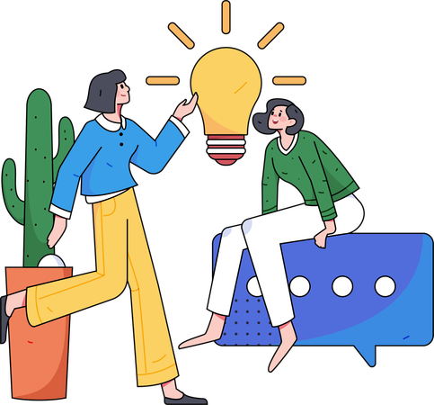 Team is discussing bright ideas  Illustration