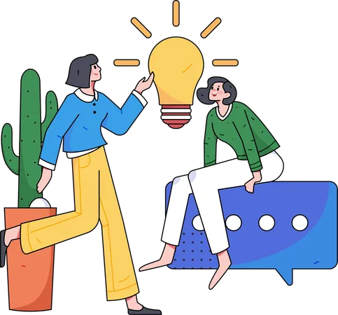 Team is discussing bright ideas  Illustration