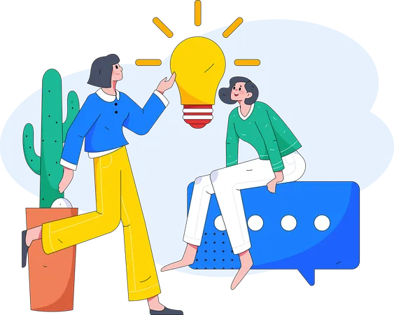 Team is discussing bright ideas  Illustration