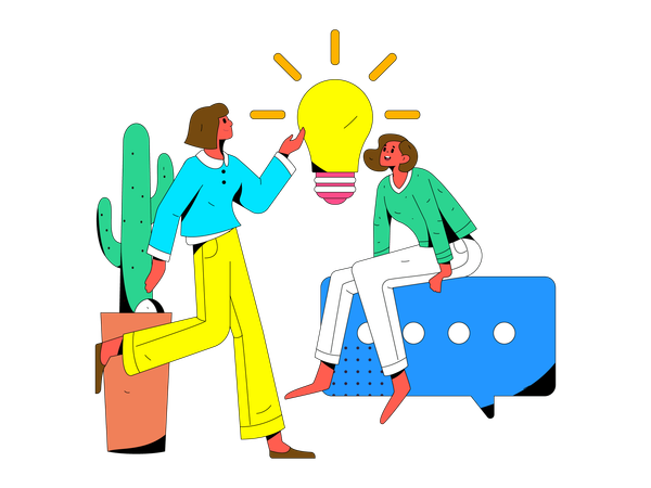 Team is discussing bright ideas  Illustration