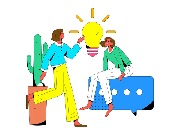 Team is discussing bright ideas  Illustration