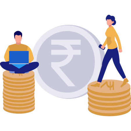 Team is doing financial management  Illustration