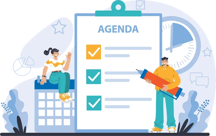 Team is preparing agenda list  Illustration