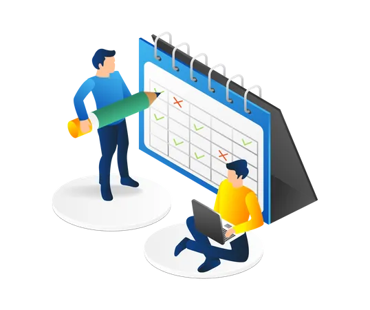 Team Is Sign Business Plan Calendar Illustration
