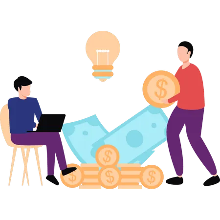 Team is thinking of money ideas  Illustration