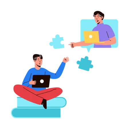 Team learning online together  Illustration