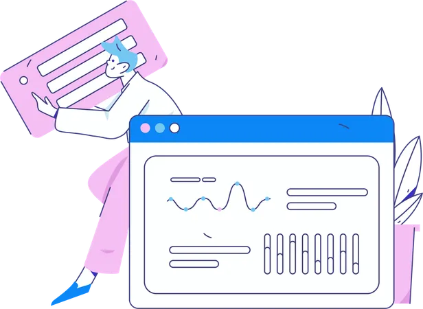 Team members displaying market data  Illustration