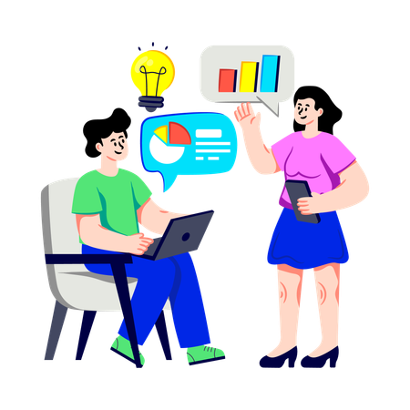 Team members doing Business Negotiation  Illustration