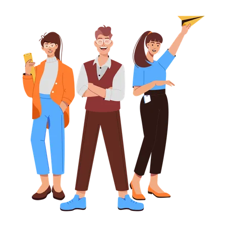 Team members standing together  Illustration