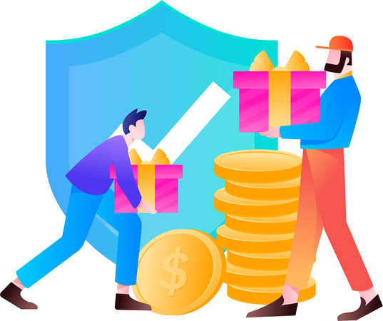 Team members viewing financial growth graph  Illustration