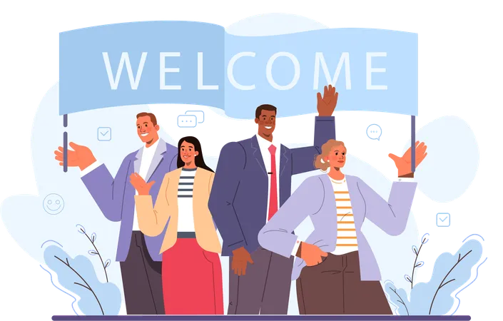 Team members welcome new candidate in their team  Illustration