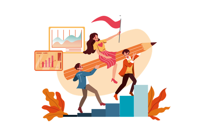 Team mit Erfolg im Startup  Illustration