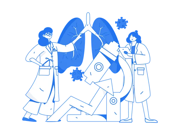 Team of doctors performs experiment on lungs  Illustration