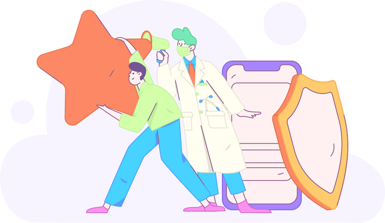 Team of doctors providing security to patients  Illustration