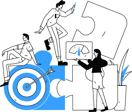 Team of employees work on solving business queries  Illustration