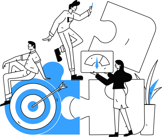 Team of employees work on solving business queries  Illustration