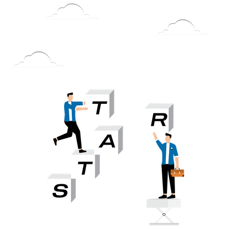 Team Of Employees Working For Target Achievement  Illustration