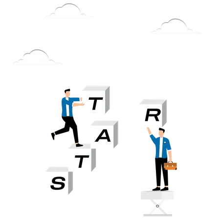 Team Of Employees Working For Target Achievement  Illustration