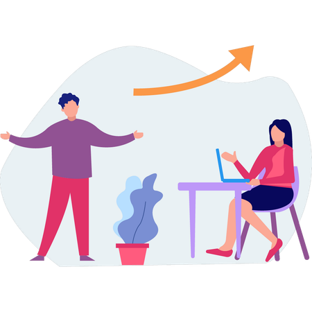 Team of employees working on business growth  Illustration