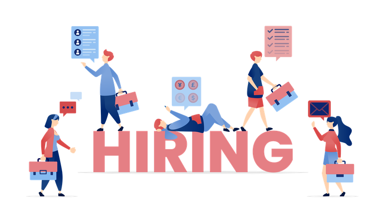 Team of existing employees need new employee for deadline achievement  Illustration