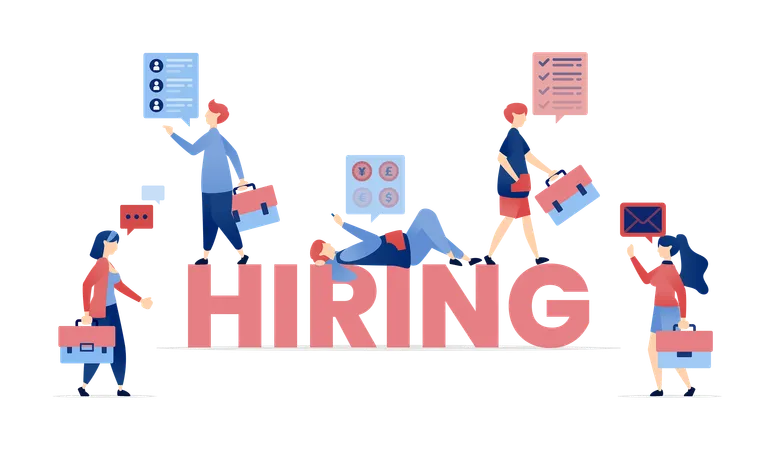 Team of existing employees need new employee for deadline achievement  Illustration