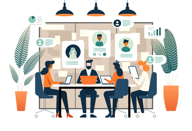 Team of HR selecting proper candidate  Illustration