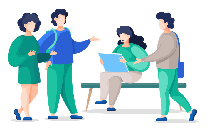 Team of Medical Faculty Students or Interns  Illustration