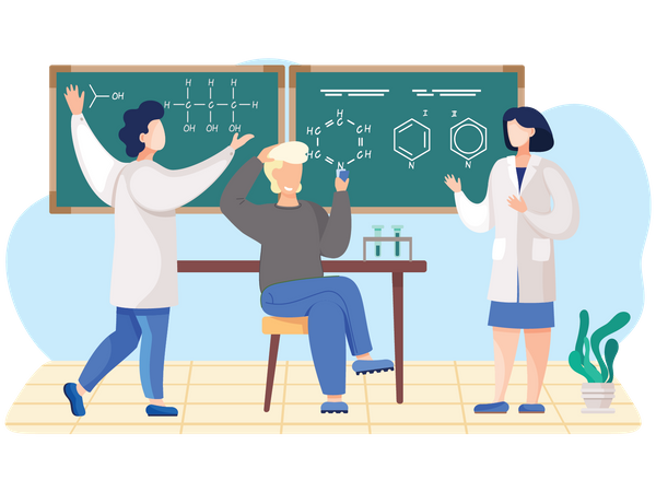 Team of scientist doing experiment Illustration