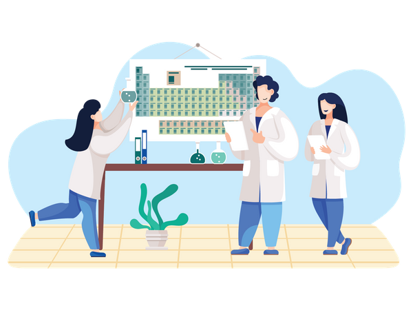 Team of scientist doing experimentation  イラスト