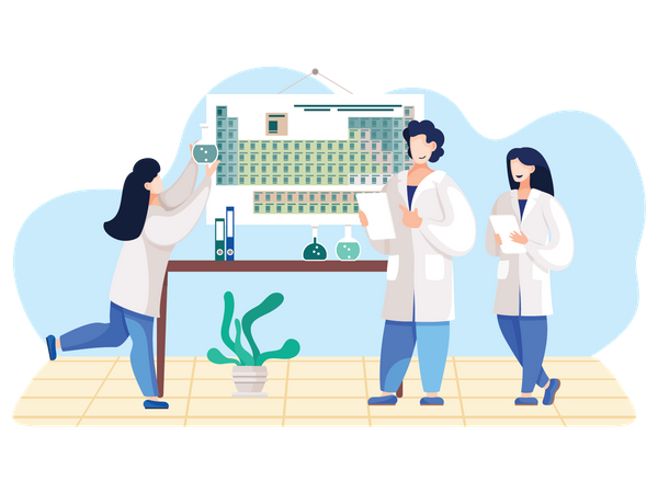 Team of scientist doing experimentation  일러스트레이션