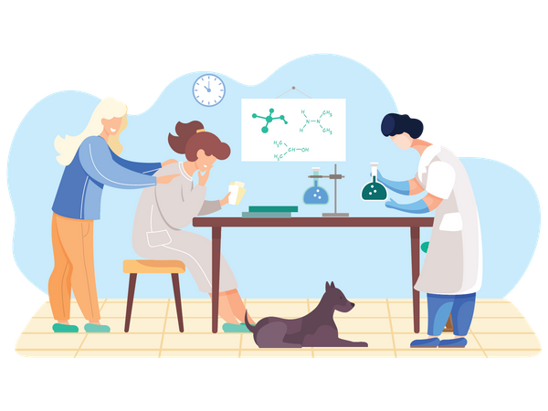 Team of scientist working endless on experiment  Illustration