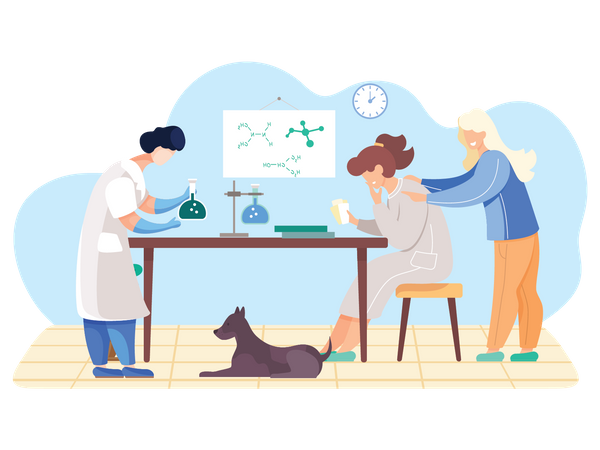 Team of scientist working on experiment Illustration