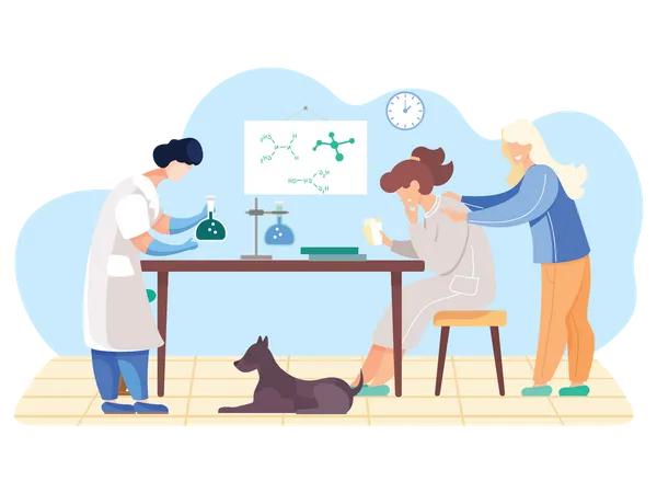 Team of scientist working on experiment  Illustration