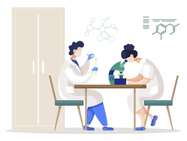 Team of Scientists in Lab Illustration