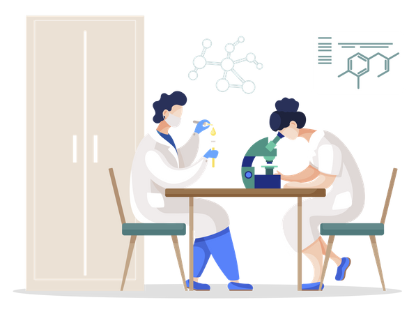 Team of Scientists in Lab  Illustration