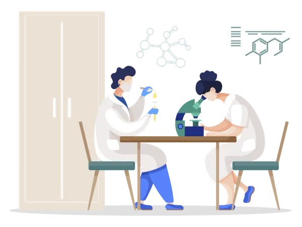 Team of Scientists in Lab  Illustration