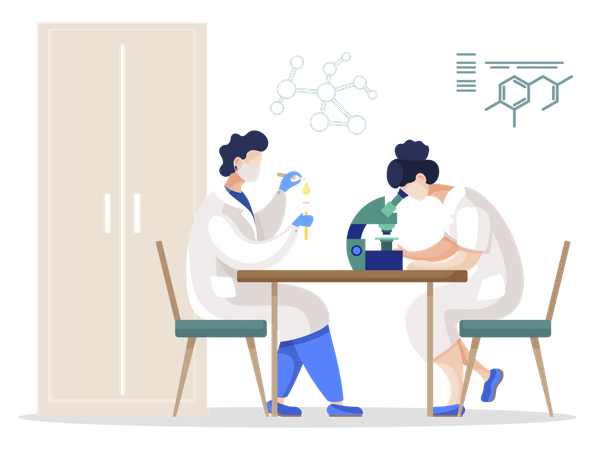 Team of Scientists in Lab  일러스트레이션