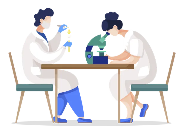 Team of Scientists in Laboratory doing science experiment  Illustration