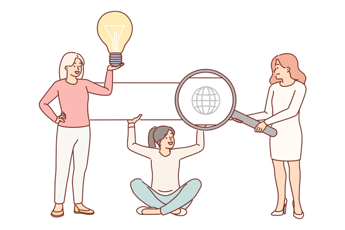 Team of SEO specialists are engaged in search engine optimization  Illustration